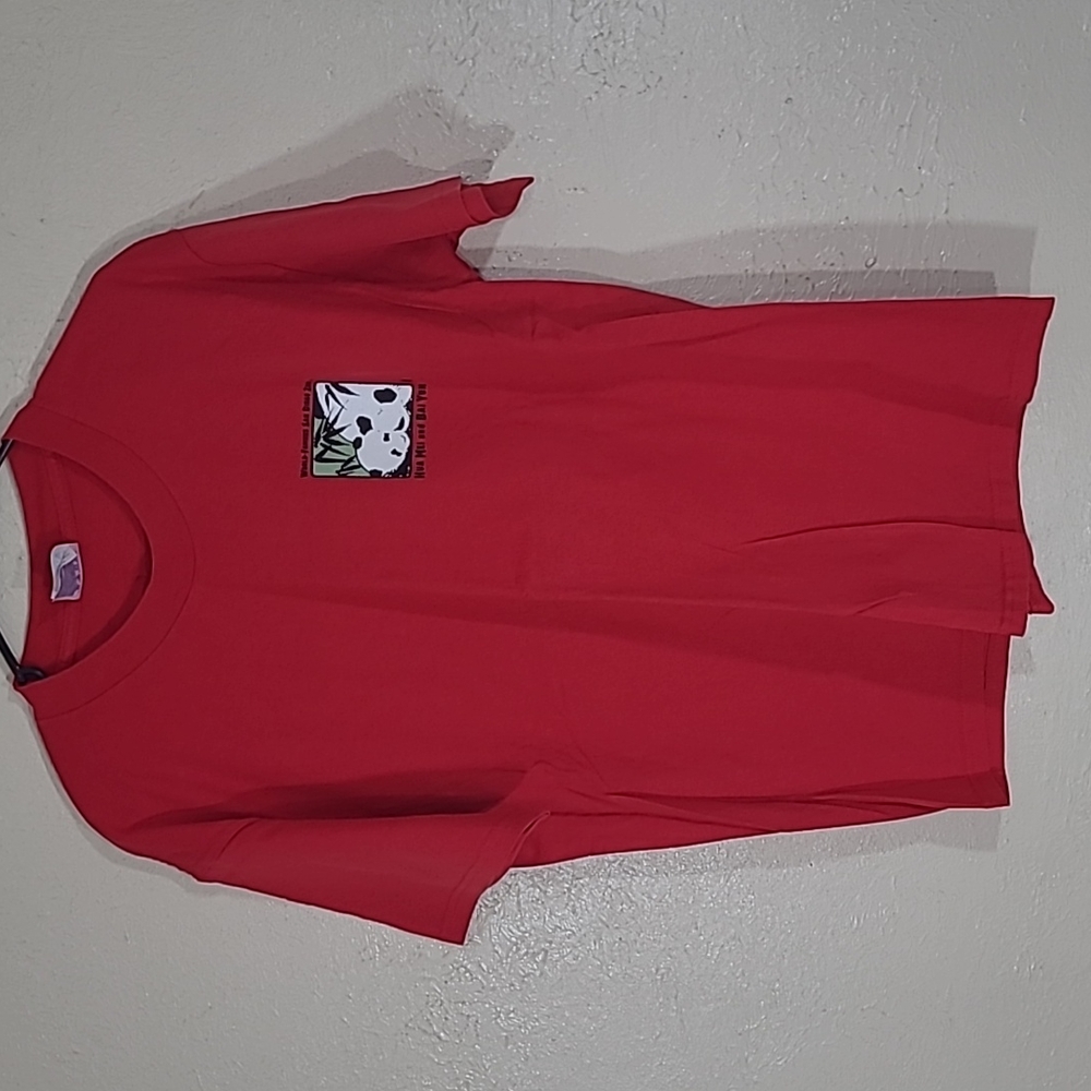 vintage San Diego Zoo Panda Hua Mei and Bai Yun Red Large Crew neck t-shirt